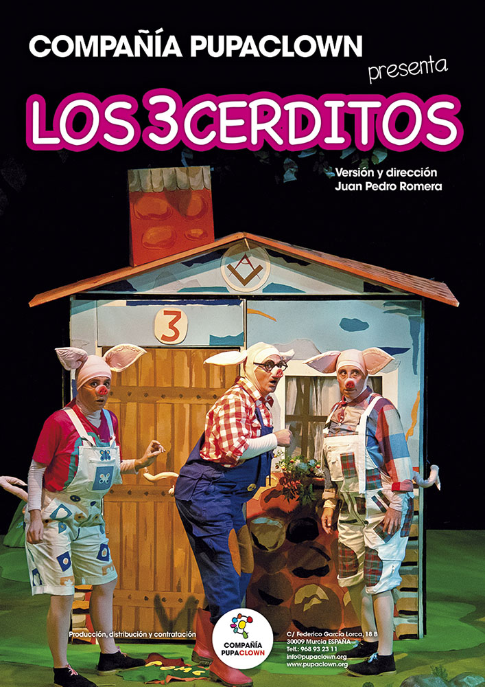 Cartel Los 3 cerditos Pupaclown